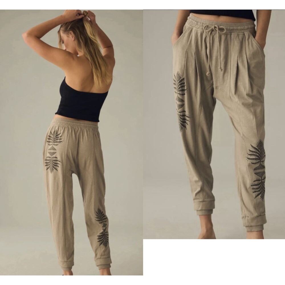 Anthropologie Daily Practice Harem Jogger Sage Taupe Aztec Drop Crotch XS 25”
